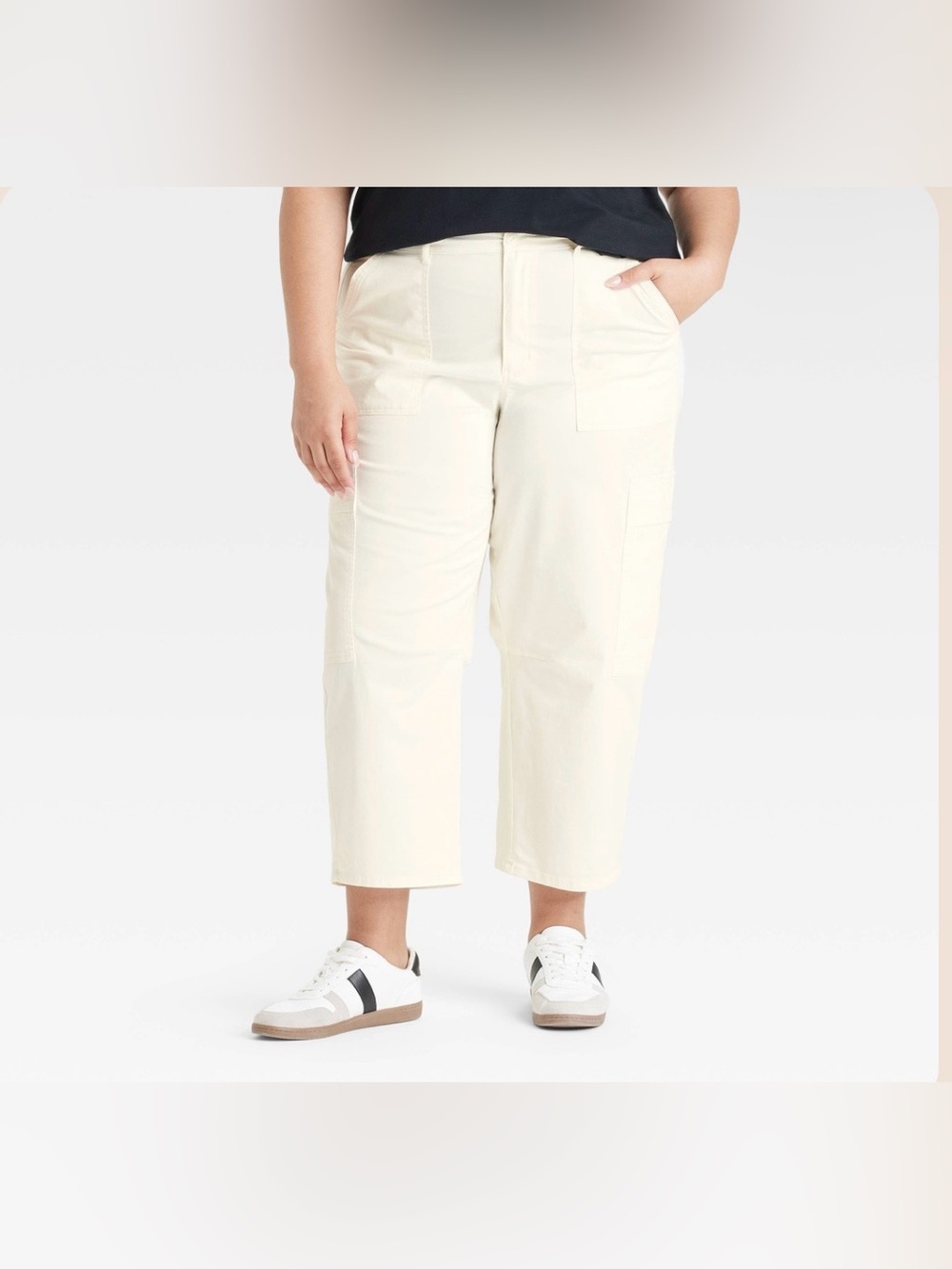 Women’s Cream Mid-Rise Cargo Pants